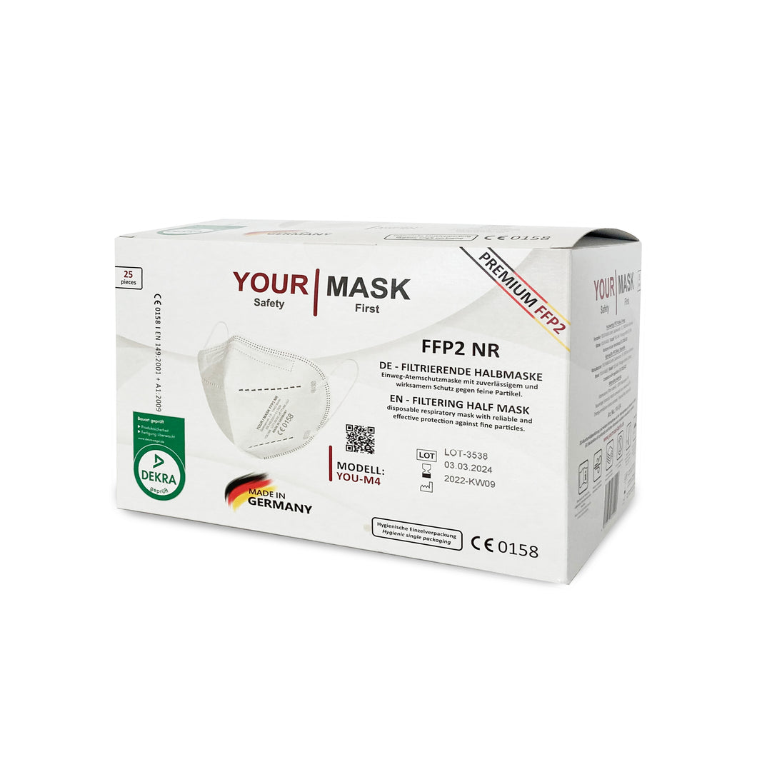 YOU-M4 Atemschutzmaske FFP2 NR - CE Zertifiziert - Made in Germany **ABLAUFDATUM ENDE AUGUST 2024**